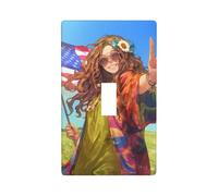 America Flag and Hippie Peace Print Switch Plate Covers,1 Gang Wall Plate Single Toggle Light Switch Cover Plate