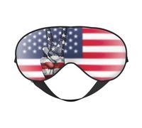 America Flag and Hippie Peace Printing Soft Eye Mask,Double-Sided Soft Eye Cover for Sleep,Travel,Yoga, Adjustable Strap, Blocks Light