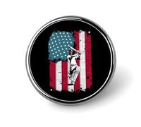America Flag Cricket Round Brooch Pin Badge Lapel Tie Pin for Women Men Office Worker Teacher Decor
