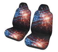 America Flag Fireworks Seat Covers Car Front Set Of 2 Universal Car Seat Protector Easy Clean Auto Seats Cover For Suv Sedan Four Seasons