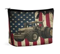 America Flag Tractor Born to Be Farmer 1 Cosmetic Bag Travel Portable Makeup Bag Large Capacity Toiletry Bag Women Storage Bags-3