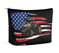 America Flag Tractor Born to Be Farmer 2 Cosmetic Bag Travel Portable Makeup Bag Large Capacity Toiletry Bag Women Storage Bags-3