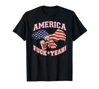 America Fuck Yeah Bald Eagle Beer 4th of July Vintage T-Shirt