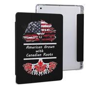 America Grown with Canadian Roots Tablet Case with Pencil Holder Protective Cover Design Compatible for IPAD 2020 （10.2in）