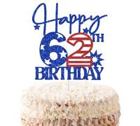 America Happy 62nd Birthday Cake Topper, 62 & Fabulous Patriotic 62nd Decor