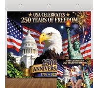 America Independence Day Backdrop 10x8ft 4Th of July Patriotic American Flag Eagle Statue of Liberty Background 250 Years of Freedom Anniversary Memorial Celebrate Ceremony Decor Banner Photo Props