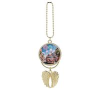 America Independence Day Car Pendant Metal, Aesthetic Decor Auto Mirror Hanging Ornament Charm Pendant for Car Rear View Mirror, Golden-Style