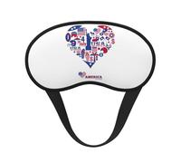 America Independence Day Heart Pattern Print Blindfold Sleep Mask, 100% Block Light Eye Sleep Shade Cover Eye Masks with Adjustable Strap