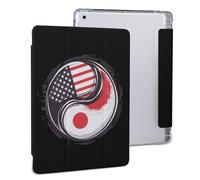 America & Japan Flag Yin-yang Tablet Case with Pencil Holder Protective Cover Design Compatible for IPAD 2020 （10.2in）