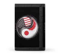 America & Japan Flag Yin-yang Trifold Wallet Slim Wallets with ID Window Credit Card Pockets for Men Women
