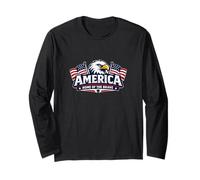 America Land of The Brave with Eagle and Flag Long Sleeve T-Shirt
