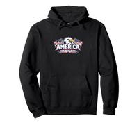 America Land of The Brave with Eagle and Flag Pullover Hoodie