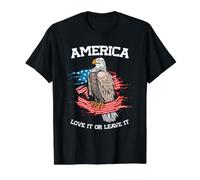 America Love It or Leave It Patriotic Eagle American Flag Value Graphic T-Shirt, Men, Black, M