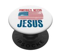 America Needs Jesus Christian Patriotic Faith USA PopSockets Adhesive PopGrip