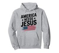 America Needs Jesus Patriotic Christians Flag Pullover Hoodie