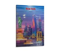America New York Vintage Travel Poster Room Aesthetic Print Art Wall Painting Canvas Modern Bedroom Decor 08x12inch(20x30cm)