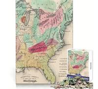 America Old Map 1000 Piece Jigsaw Puzzles for Adults Teenagers Focus Training Quiet Recreation Fine Edges Joyful Xmas (38x26cm)