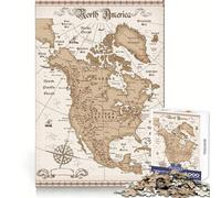 America Old Map 1000 Piece Jigsaws for Adults Puzzle Focus Training Stress Free Fun Tight Join Creative Gift (50x75cm)
