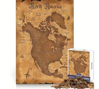 America Old Map Jigsaw 1000 Pieces for Teenagers Mind Recall Pleasant Downtime Firm Interlock Unique Xmas Gift (50x75cm)