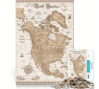 America Old Map Jigsaw for Adults1000 Pieces Mind Boost Game Seamless Fit Precise Pieces Relaxing Indoor Group Activity (50x75cm)