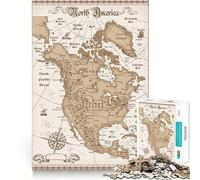 America Old Map Jigsaw Puzzle 1000 Logic Thinking Play Expert Cutting Craftsmanship Quiet Time Mind Exercise at Home (38x52cm)