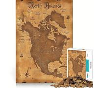America Old Map Jigsaw Puzzle 1000 Piece Focus Boost Fun Advanced Laser Cutting Tech Travel-friendly Brain Game Gift (38x26cm)