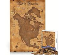 America Old Map Jigsaw Puzzles 1000 Piece for Teenagers Brain Teasing Quiet Fun Smooth Edges Birthday Gift (38x26cm)