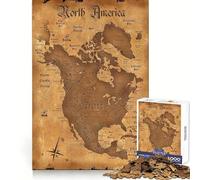America Old Map Jigsaw Puzzles 1000 Pieces for Teenagers Thought Training Easy Enjoyment Uniform Cut Chic Xmas Gift (38x52cm)