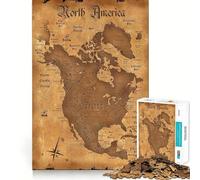 America Old Map Jigsaw Puzzles1000 Pieces Cognitive Train Fun Flawless Interlocking Pieces Birthday Gift Brain Teaser Toy (38x52cm)