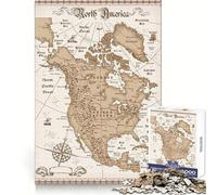 America Old Map Puzzles for Adults 1000 Piece Enhance Recall Pleasant Downtime Precision Cut (38x52cm)