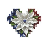 America Patriotic Flower Building Brick Block Puzzle Heart Shaped, Personalized Picture Puzzles Photo Jigsaw Puzzles for Adults 3D Micro Building Blocks for Home Decor Bricks Set