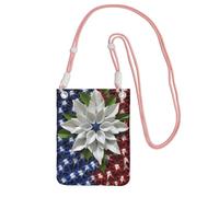 America Patriotic Flower Crossbody Phone Bag for Women Men Waterproof Mini Cellphone Purse Wallet Small Crossbody Bags with Adjustable Strap Travel Cell Phone Pouch Belt Pouch