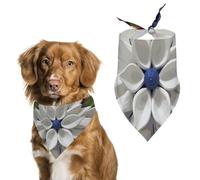 America Patriotic Flower Dog Bandana for Small Medium Large Dogs Printing Pattern Adjustable Bibs Scarf Soft Washable Triangle Pet Costume Decor