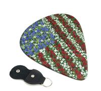 America Patriotic Flower Guitar Picks, 6 Pcs Guitar Plectrums double-sided printing, suitable for acoustic, electric and bass guitars, including 0.46 mm 0.71 mm 0.96 mm