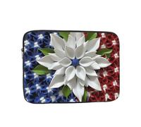 America Patriotic Flower Laptop Sleeve Bag 13 Inch, Waterproof Shockproof Laptop Case Bag Computer Skin Bags Lightweight Tablet Carrying Case
