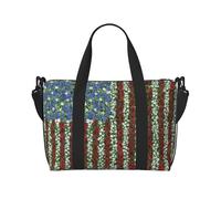 America Patriotic Flower Printed Women's Tote Bag Portable Crossbody Bag Suitable for Gym Workouts Commuting and Travel
