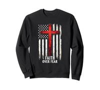 America Pride US Flag Faith Over Fear Prayer Sweatshirt