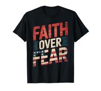 America Pride US Flag Faith Over Fear Prayer T-Shirt