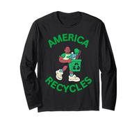 America Recycles Earth Friendly Cute Character Design Long Sleeve T-Shirt