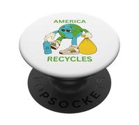 America Recycles Earth Friendly Cute Character Design PopSockets Adhesive PopGrip