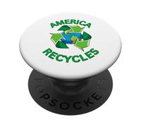 America Recycles Earth Friendly Cute Character Design PopSockets Adhesive PopGrip