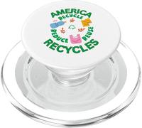 America Recycles Earth Friendly Cute Character Design PopSockets PopGrip for MagSafe