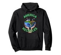 America Recycles Earth Friendly Cute Character Design Pullover Hoodie