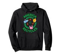 America Recycles Earth Friendly Cute Character Design Pullover Hoodie