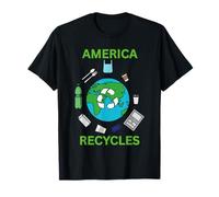 America Recycles Earth Friendly Cute Character Design T-Shirt
