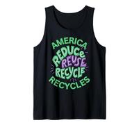 America Recycles Earth Friendly Cute Character Design Tank Top