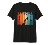 America Retro Roughneck Oil Rig Worker Workers Oil Oilfield Premium T-Shirt