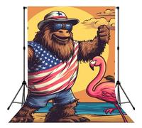 America-Sasquatch-Flamingo-Cheer 5x7ft Photography Backdrop, Photo Background With Rod Pocket, Foldable Studio Backdrop For Birthday, Wedding, Party Decoration