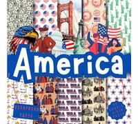 America scrapbook paper, 8.5x8.5, 10 Designs, 20 Double-Sided Sheets: Travel Scrapbooking Paper for Junk Journals, Decorative Usa craft Paper for ... & Mixed Media, Origami, Collage & Card Making