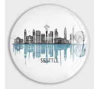 America Seattle City Landscape Reflection Skyline Refrigerator Magnets Glass Small Round Fridge Magnets Multi-Use Premium Magnets for Fridge Locker Whiteboard Billboard Kitchen Office School